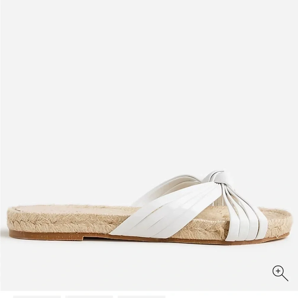 New J.Crew Spain Knotted Espadrilles Slides Leather Jute White Cream Boho Size 8